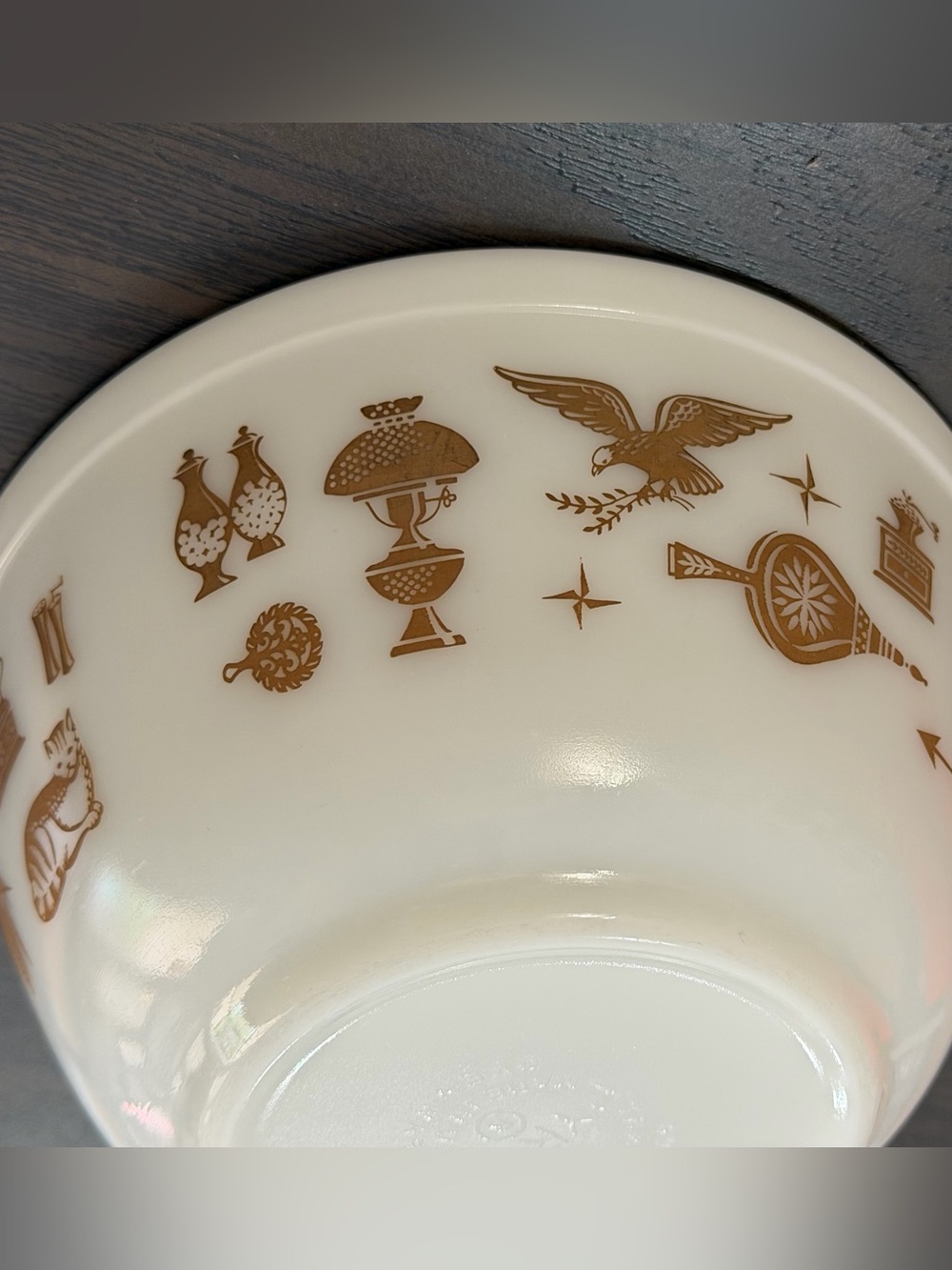 Vintage Pyrex 402 Early American 1.5 Qt Mixing Bowl Brown White MCM Americana - Picture 3 of 11